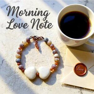 Agate & Jasper Heart Bracelet • Neutral Stone Beads • Mother’s Day Gift